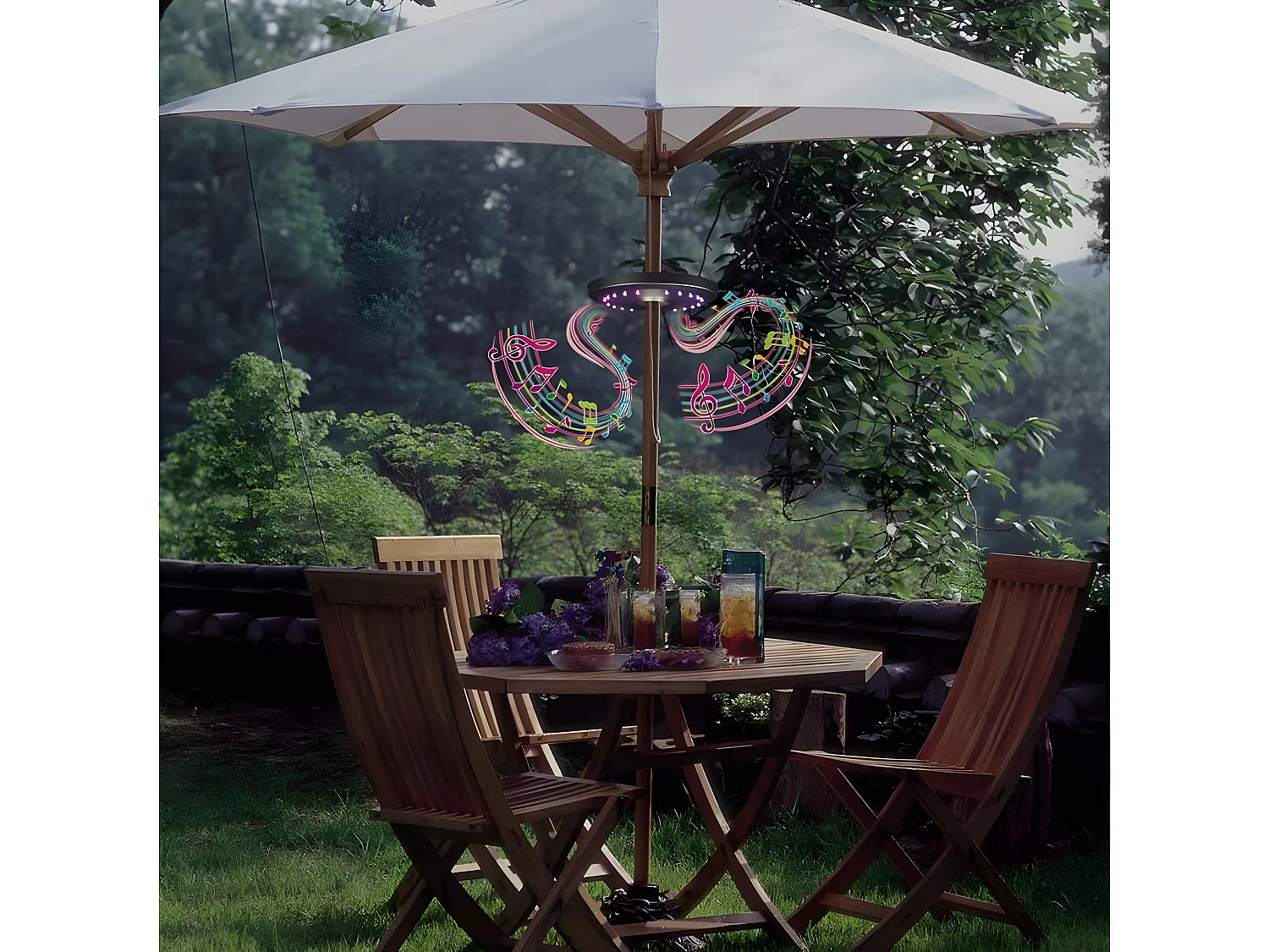 Oświetlenie ogrodowe "Umbrella" - Głośnik w kształcie obręczy - Ø20 x wys. 3 cm