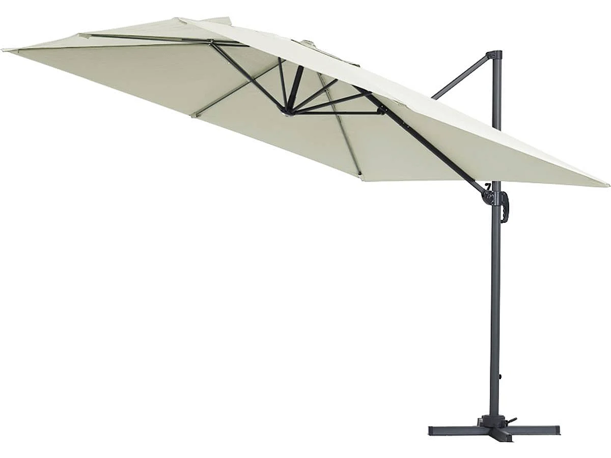 Parasol ogrodowy "Sun 3" z boczną nogą - Aluminium - Kwadratowy - 3 x 3 m - Ecru + Pokrowiec zabezpieczający