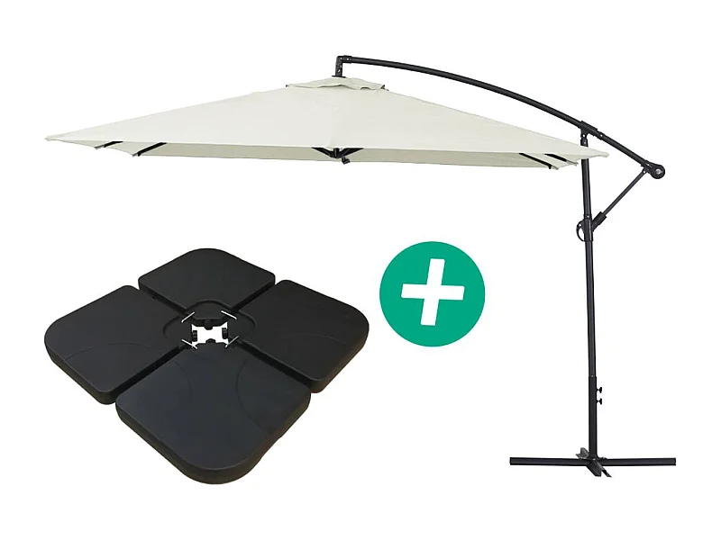 Parasol jardin déporté Alu "Ilios 3" - Carré - 3 x 3 m - Ecru - Dalles incluses