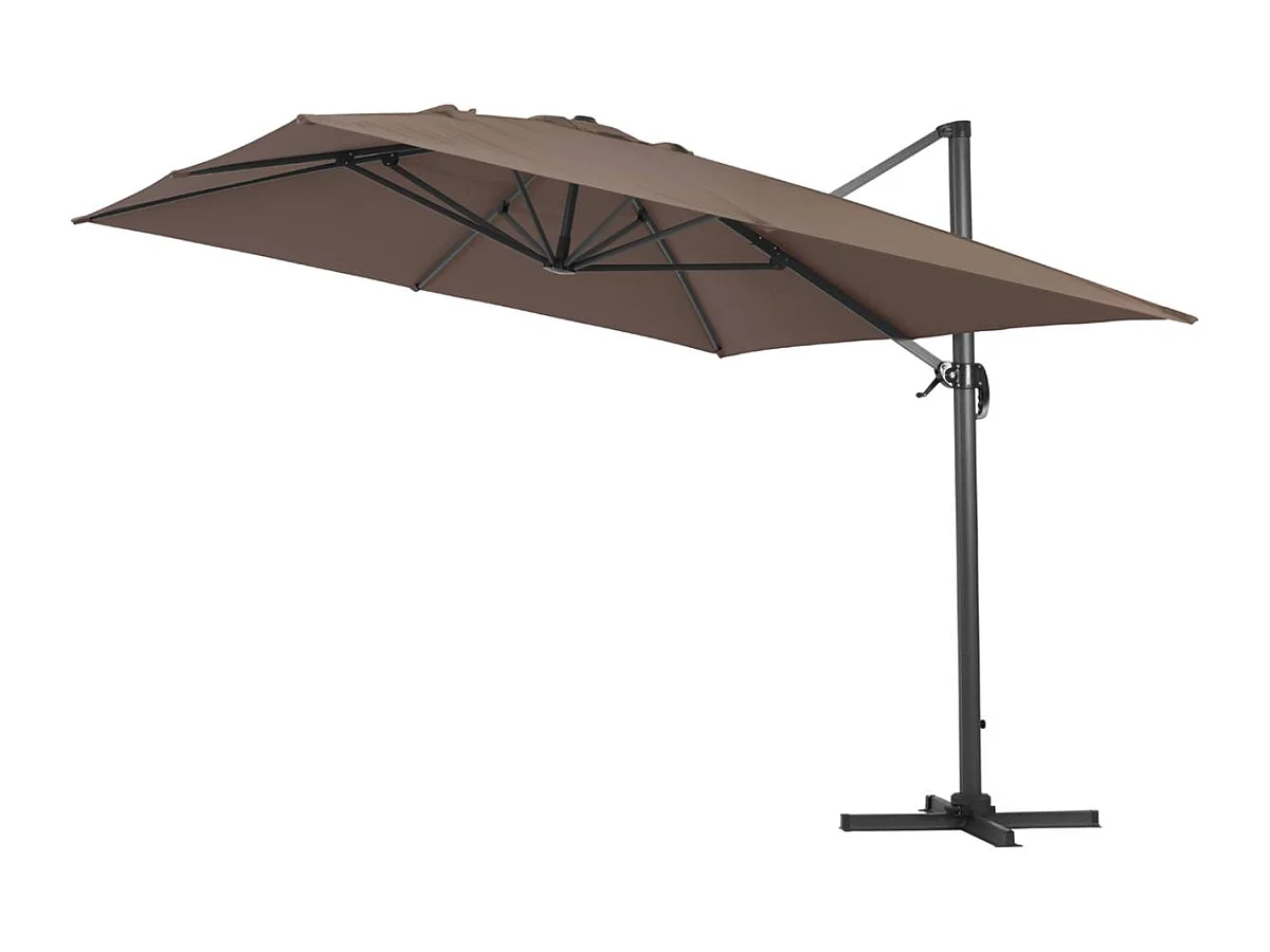 Parasol jardin déporté Alu "Sun 4" - Rectangle - 3 x 4 m + Housse de protection - Taupe