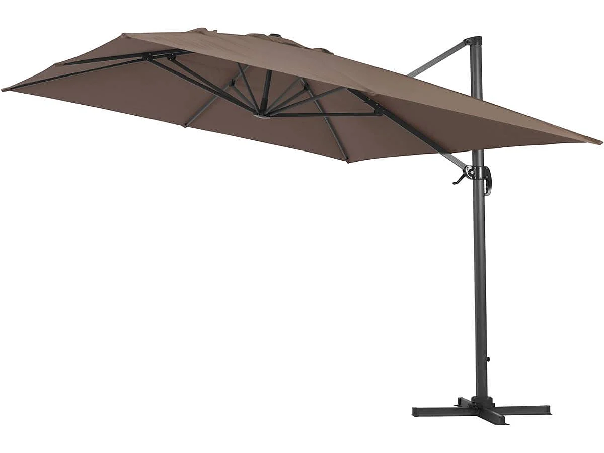 Parasol jardin déporté Alu "Sun 4" - Rectangle - 3 x 4 m + Housse de protection - Taupe