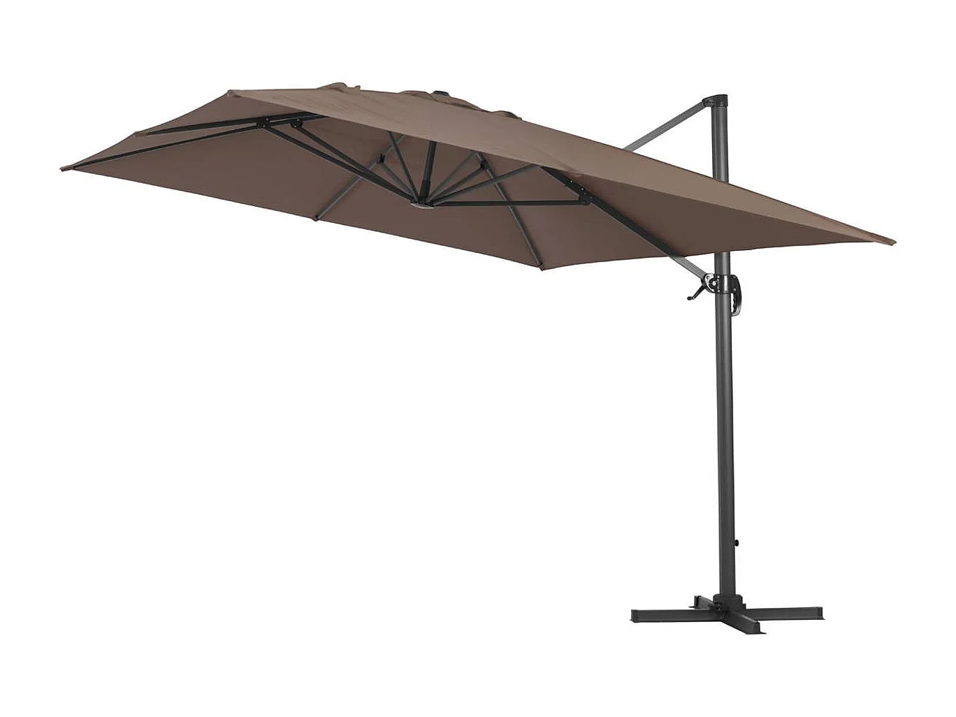 Parasol jardin déporté Alu "Sun 4" - Rectangle - 3 x 4 m + Housse de protection - Taupe