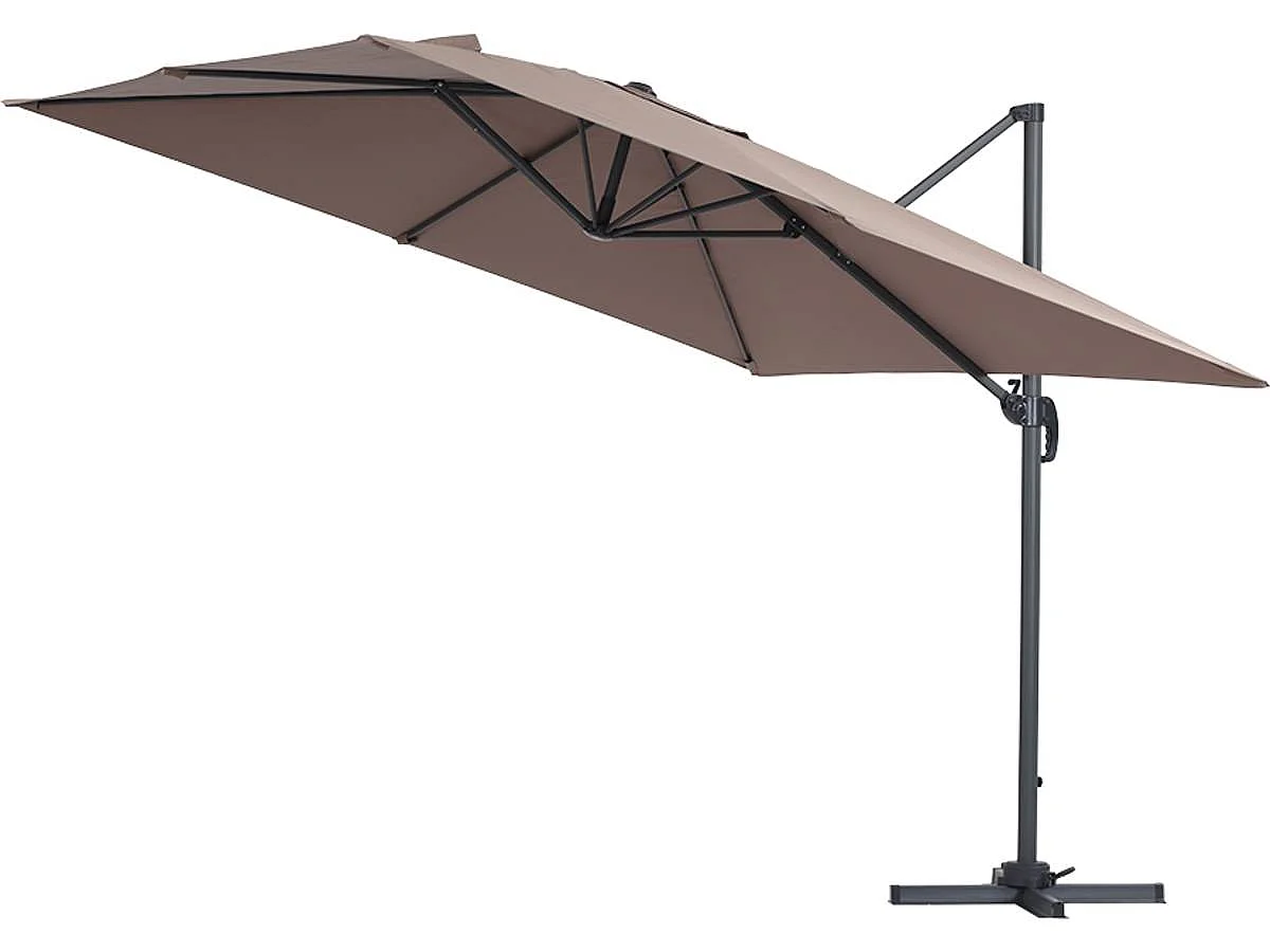 Parasol ogrodowy "Sun 3" - Kwadratowy - 3 x 3 m - Szaro-brązowy + Pokrowiec ochronny