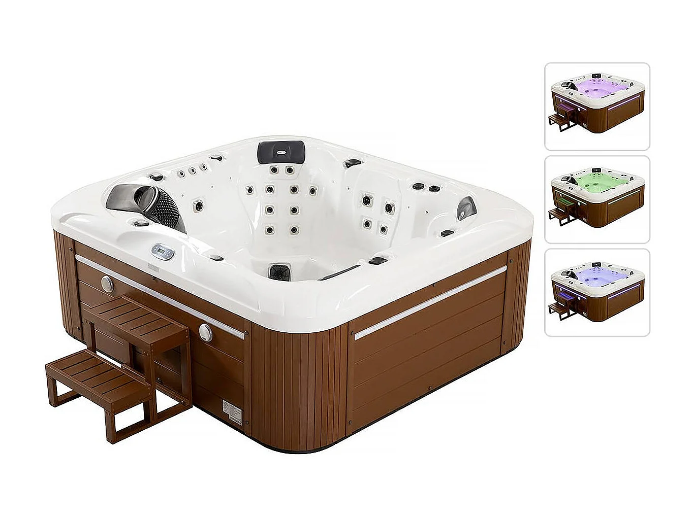 Spa LED "Bora-Bora" - 230 x 210 x 90 cm- 6 plazas - Tanque blanco - Sistema Balboa - Bluetooth integrado