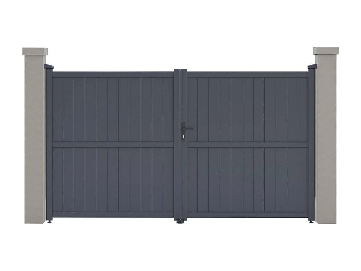 Tuinpoort dubbele poort aluminium "Maurice" - 299,5 x 155,9 cm - Grijs