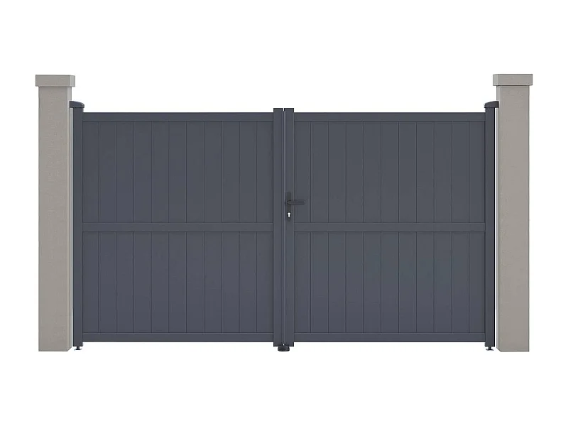 Tuinpoort dubbele poort aluminium "Maurice" - 299,5 x 155,9 cm - Grijs