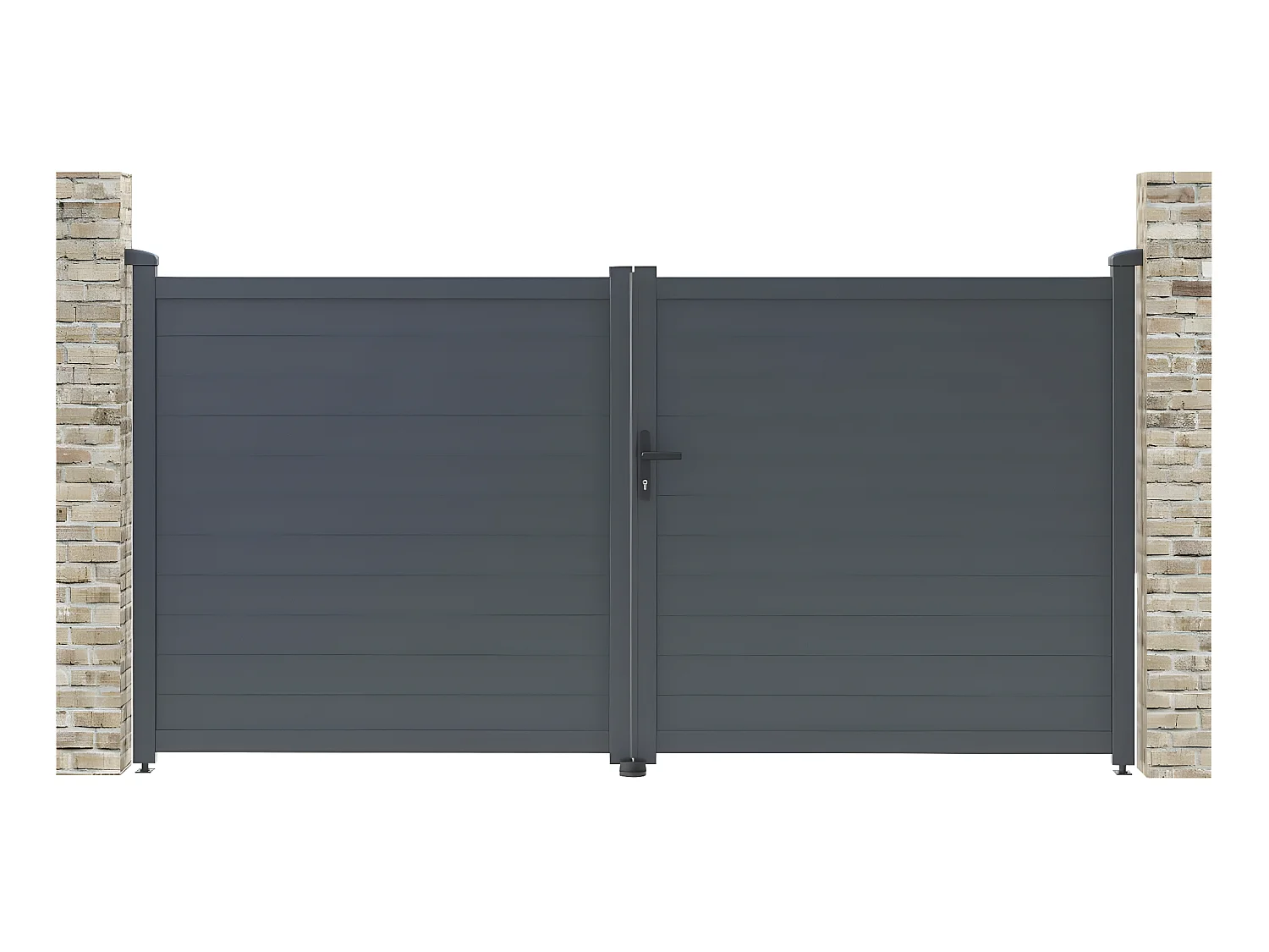 Aluminium poort "Marc" grijs 299,5 x 155,9 cm met slot en handvat