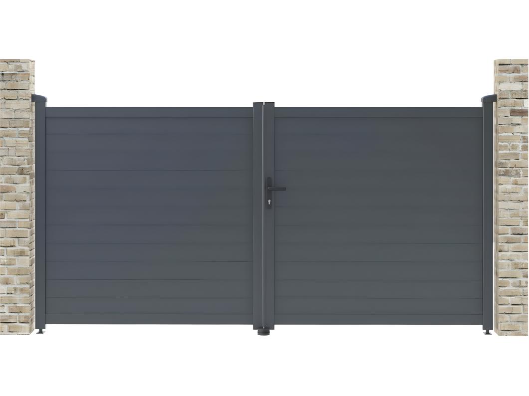 Aluminium poort "Marc" grijs 299,5 x 155,9 cm met slot en handvat