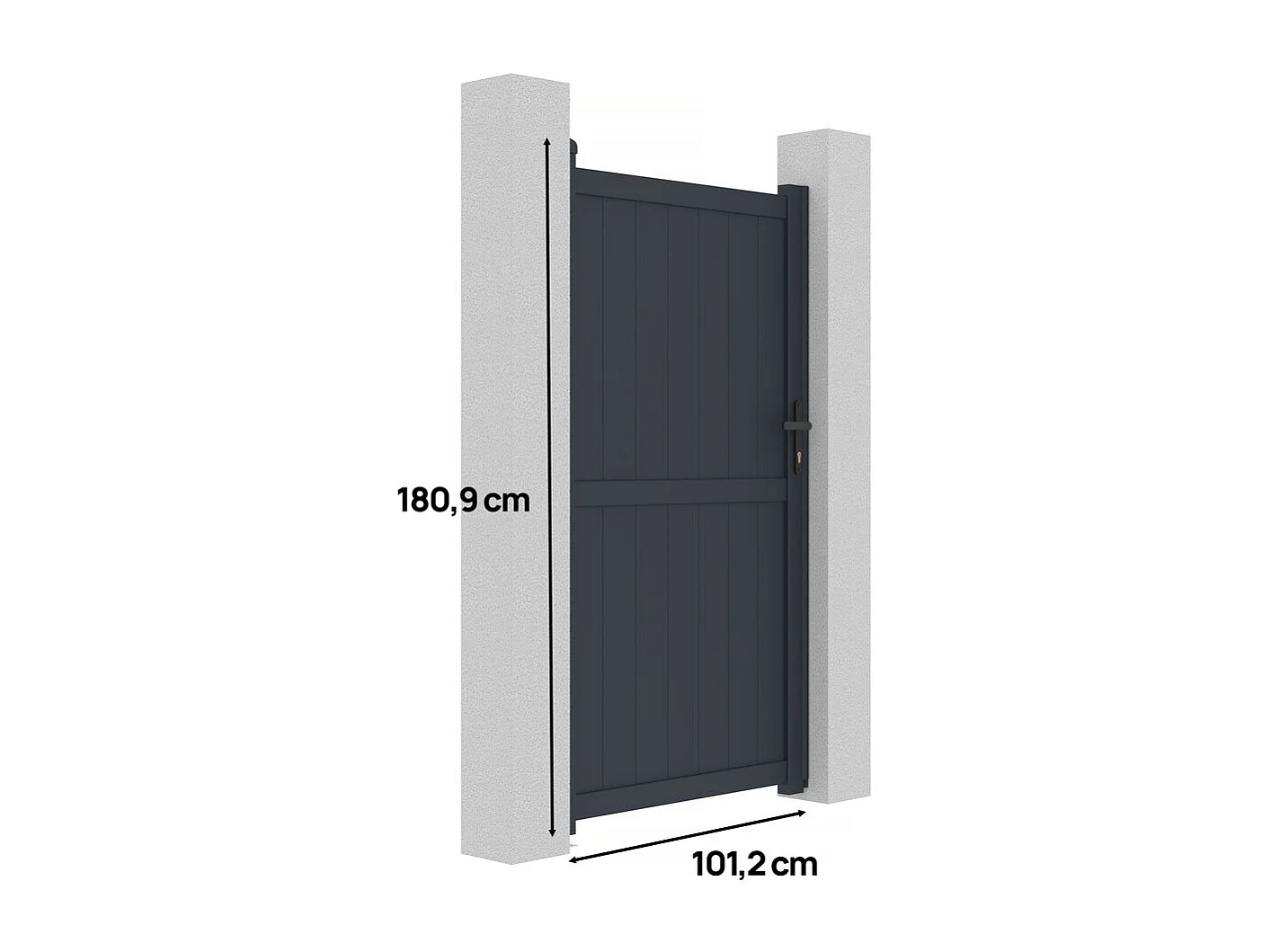 Portillon aluminium "Maurice" - 101.2 x 180.9 cm - Gris