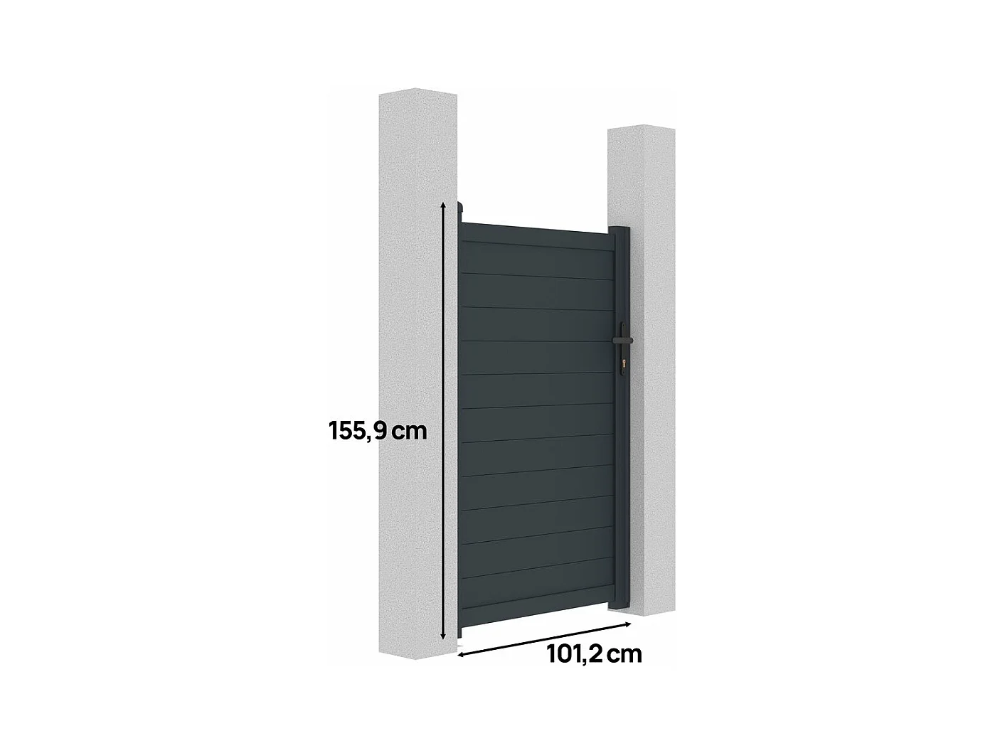 Portillon aluminium "Marc" - 101.2 x 155.9 cm - Gris