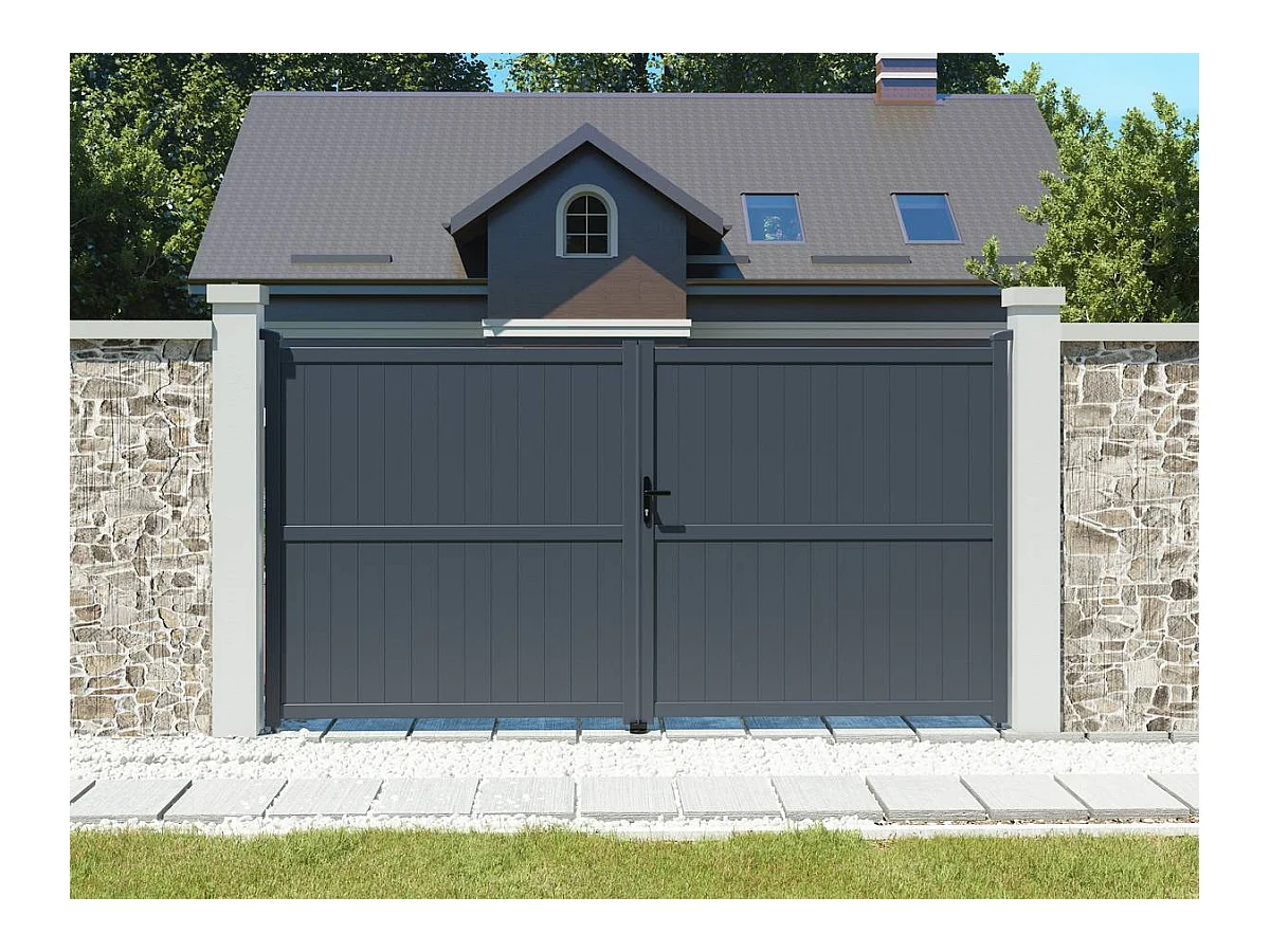 Portail aluminium "Maurice" - 349.5 x 180.9 cm - Gris