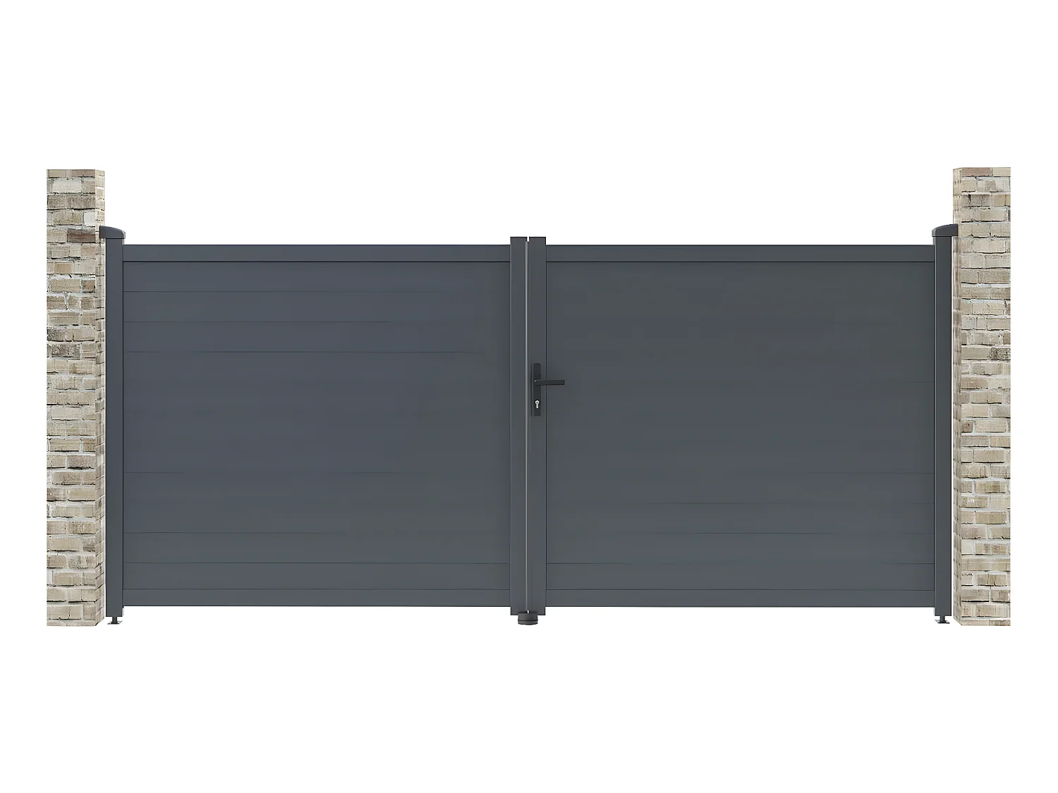 Aluminium poort "Marc" grijs 349,5 x 155,9 cm - UV-bestendig en roestvrij