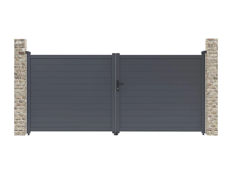 Portail aluminium "Marc" - 349.5 x 155.9 cm - Gris