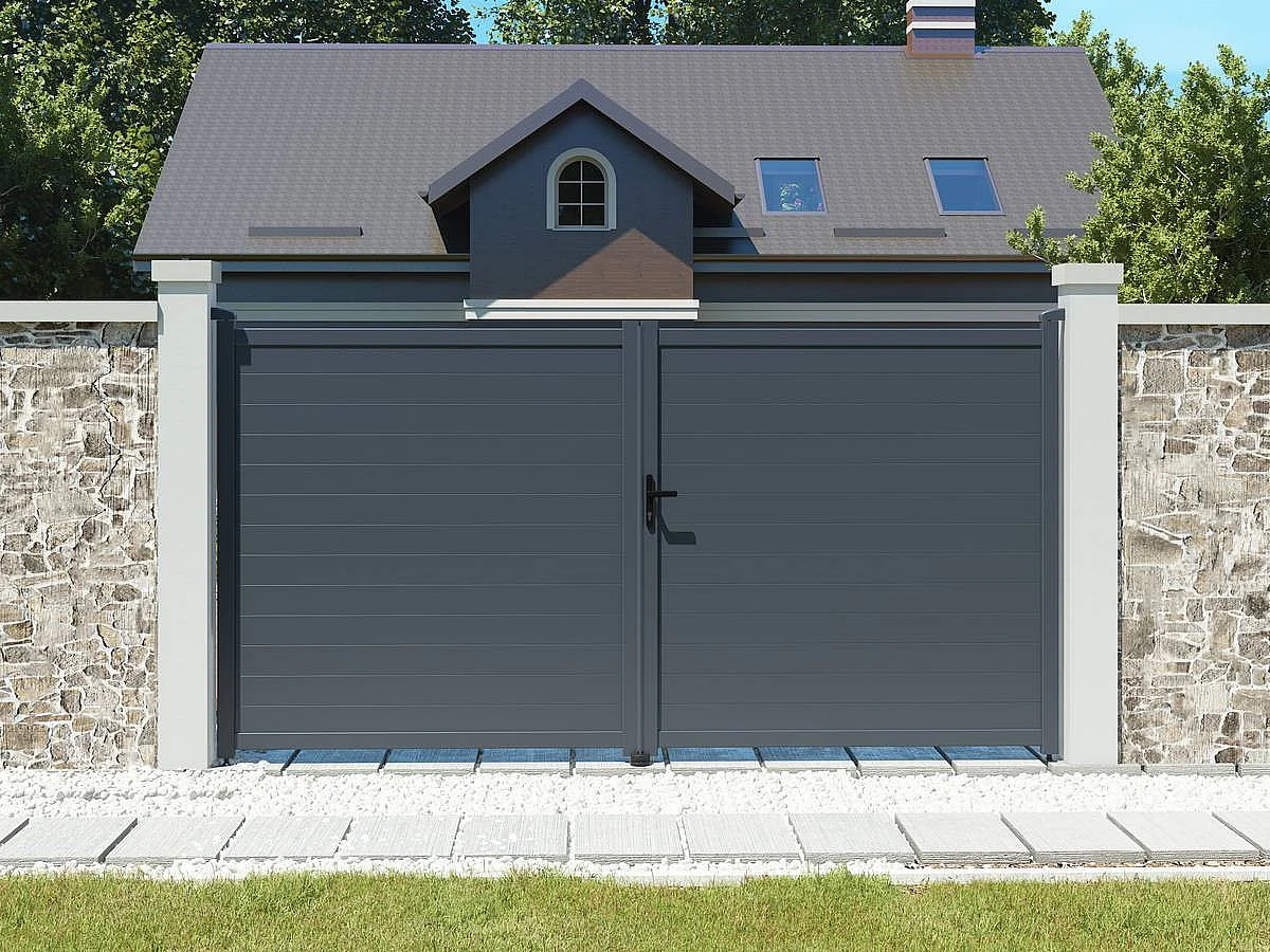 Portail aluminium "Marc" - 299.5 x 180.9 cm - Gris