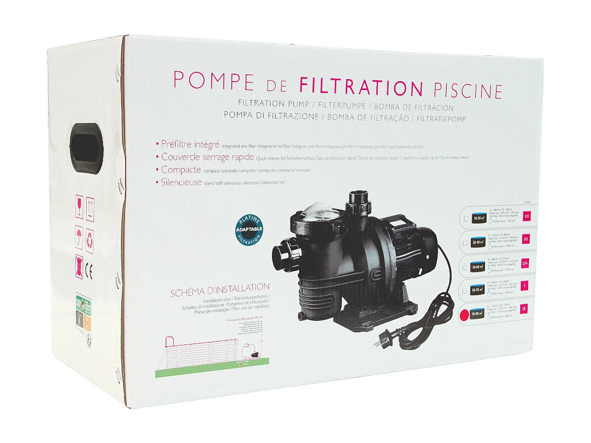 Pompe de filtration "Aqualux Premium - 1.5" - 17.9 m3/h - Pour piscine enterrée de 70-90 m3