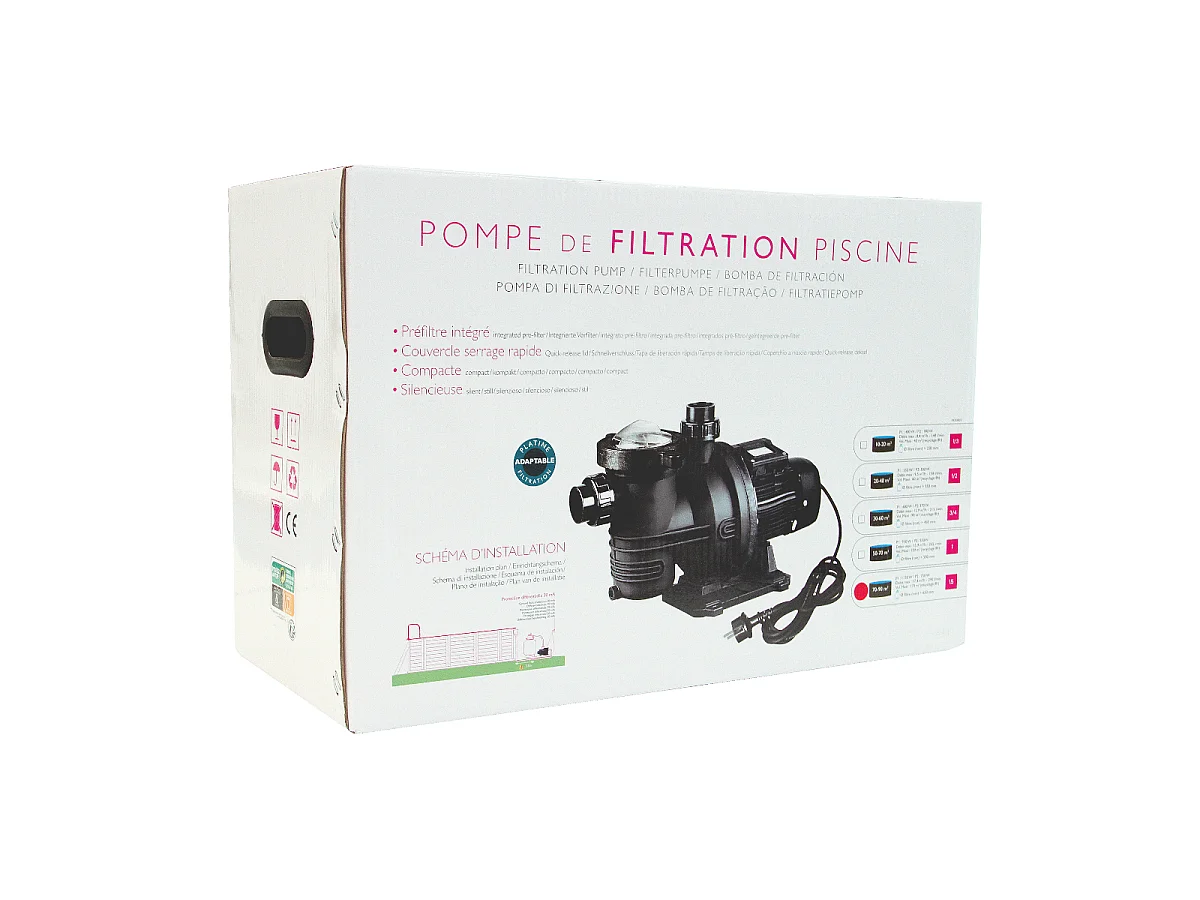 Pompe de filtration "Aqualux Premium - 1" - 15.9 m3/h - Pour piscine enterrée de 50-70 m3
