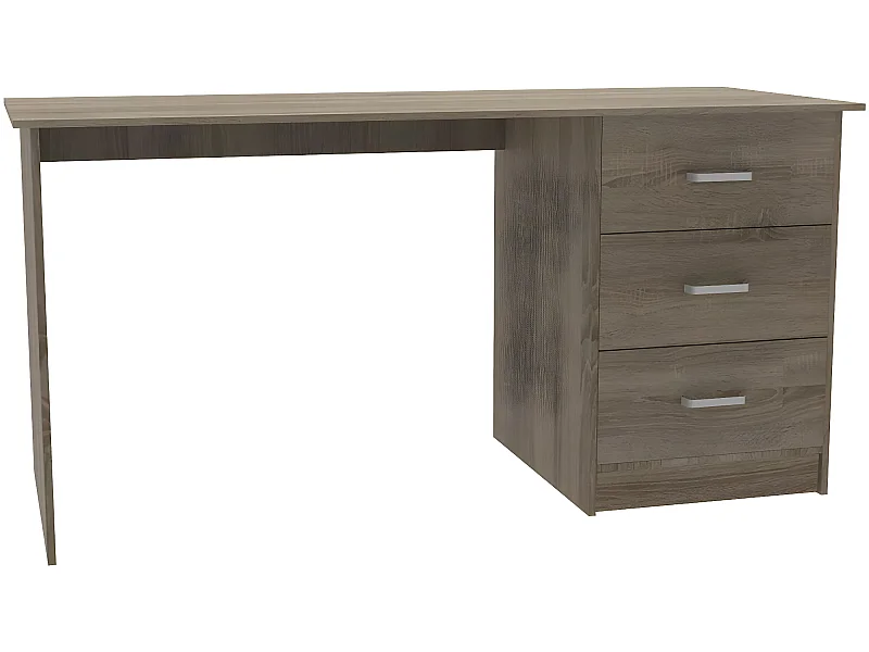 Bureau "Laury" van eikenhout met opbergruimte met 3 laden - 121 x 55 x 74 cm