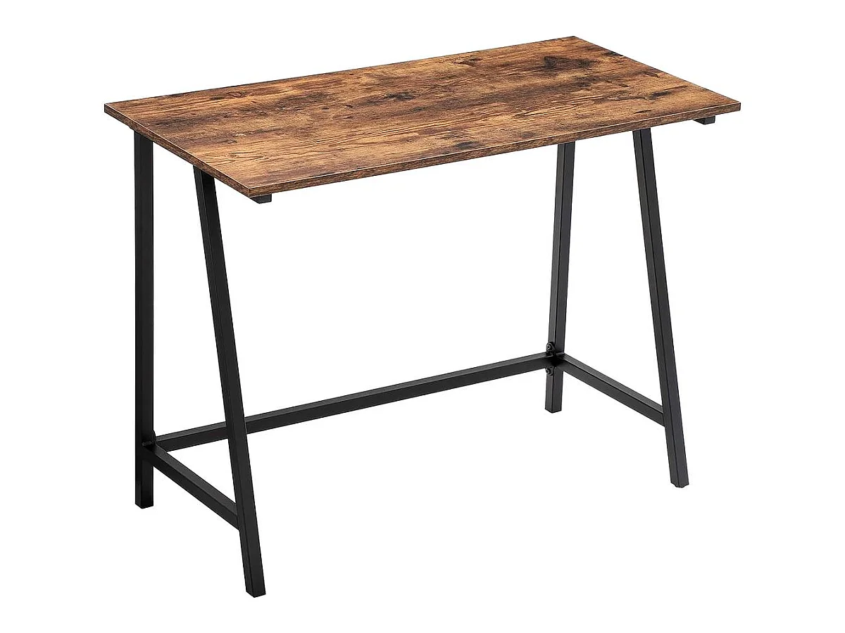 Escritorio de computadora "Mike" - 100 x 50 x 75 cm - Marrón rústico / negro
