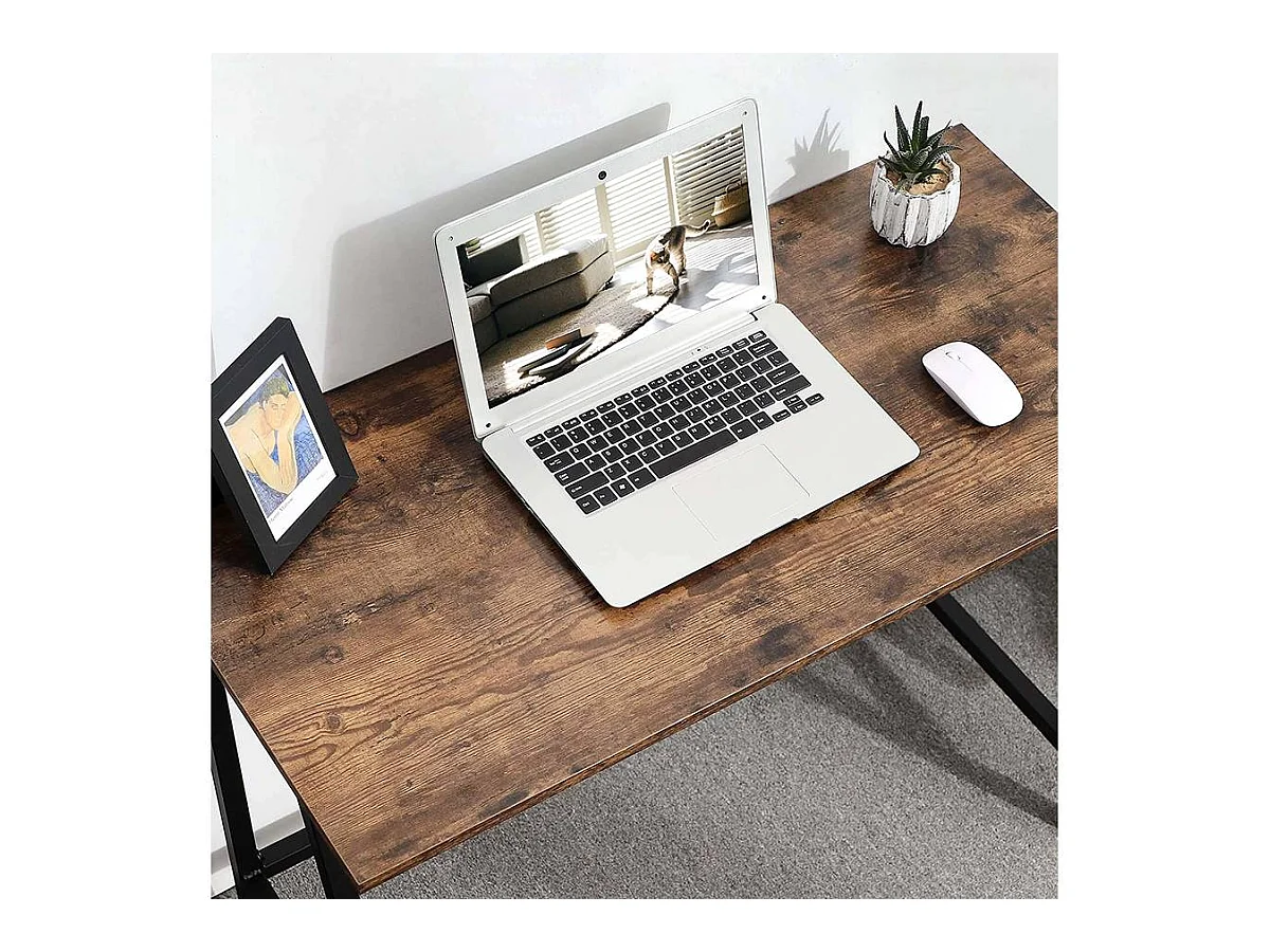 Escritorio de computadora "Mike" - 100 x 50 x 75 cm - Marrón rústico / negro