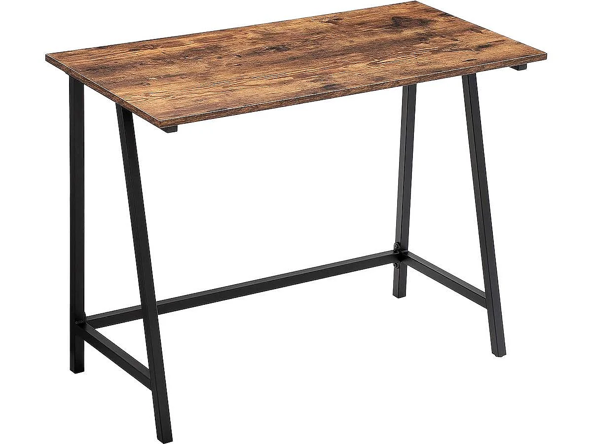 Scrivania per computer "Mike" - 100 x 50 x 75 cm - Marrone rustico/nero