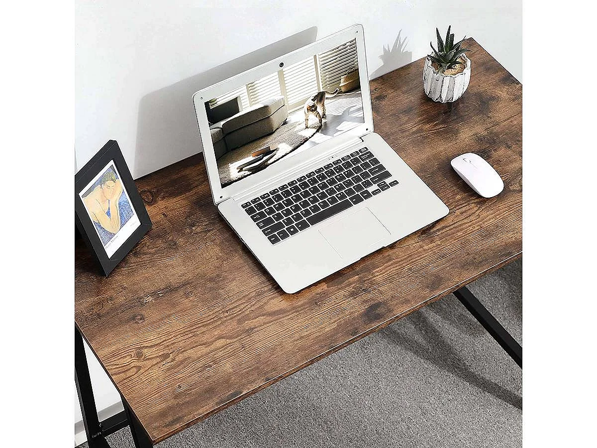 Scrivania per computer "Mike" - 100 x 50 x 75 cm - Marrone rustico/nero