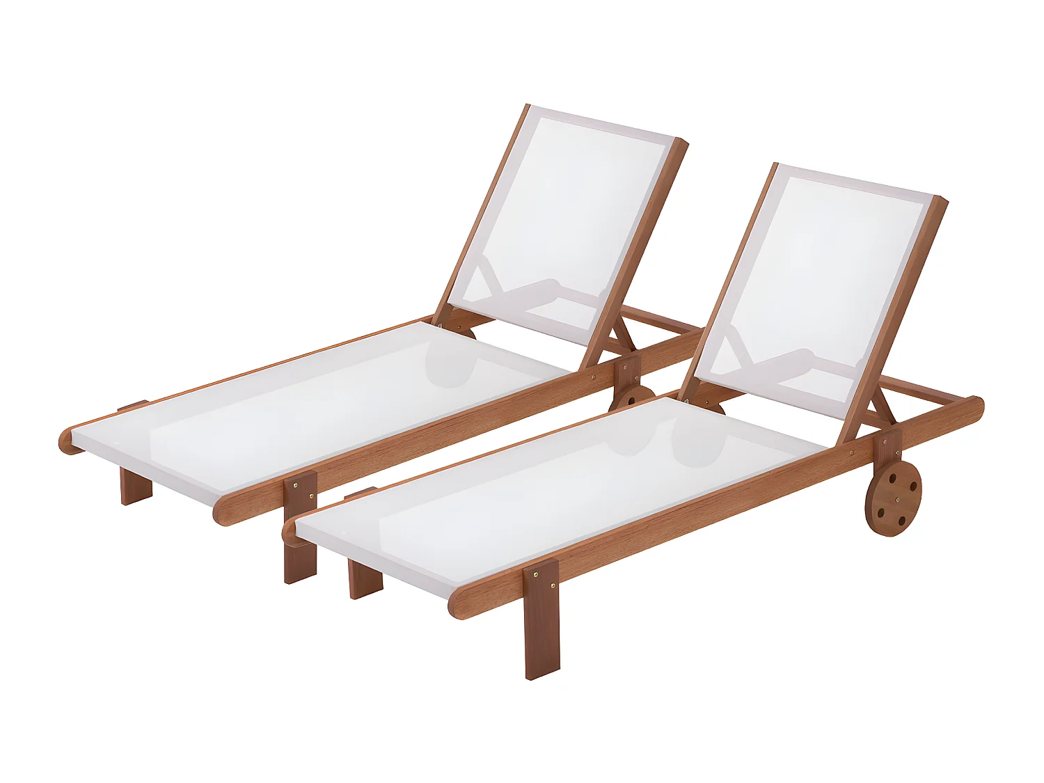 Lot de 2 bains de soleil en bois exotique "Saïgon" - Maple - Ecru