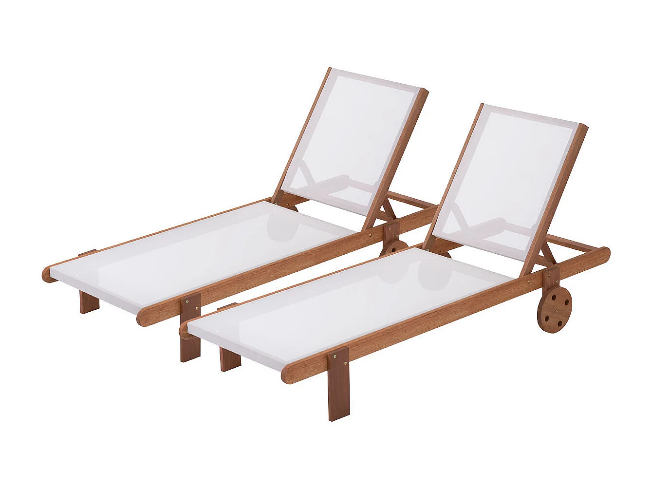 Lot de 2 bains de soleil en bois exotique "Saïgon" - Maple - Ecru