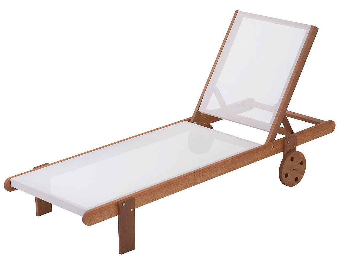 Lot de 2 bains de soleil en bois exotique "Saïgon" - Maple - Ecru