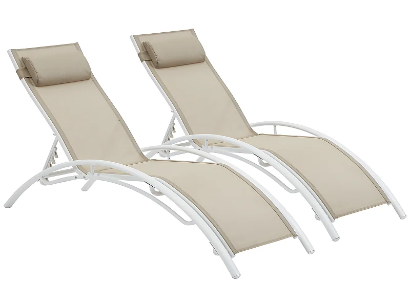 Bain de soleil en aluminium "Beauty" - Phoenix - Beige - Lot de 2