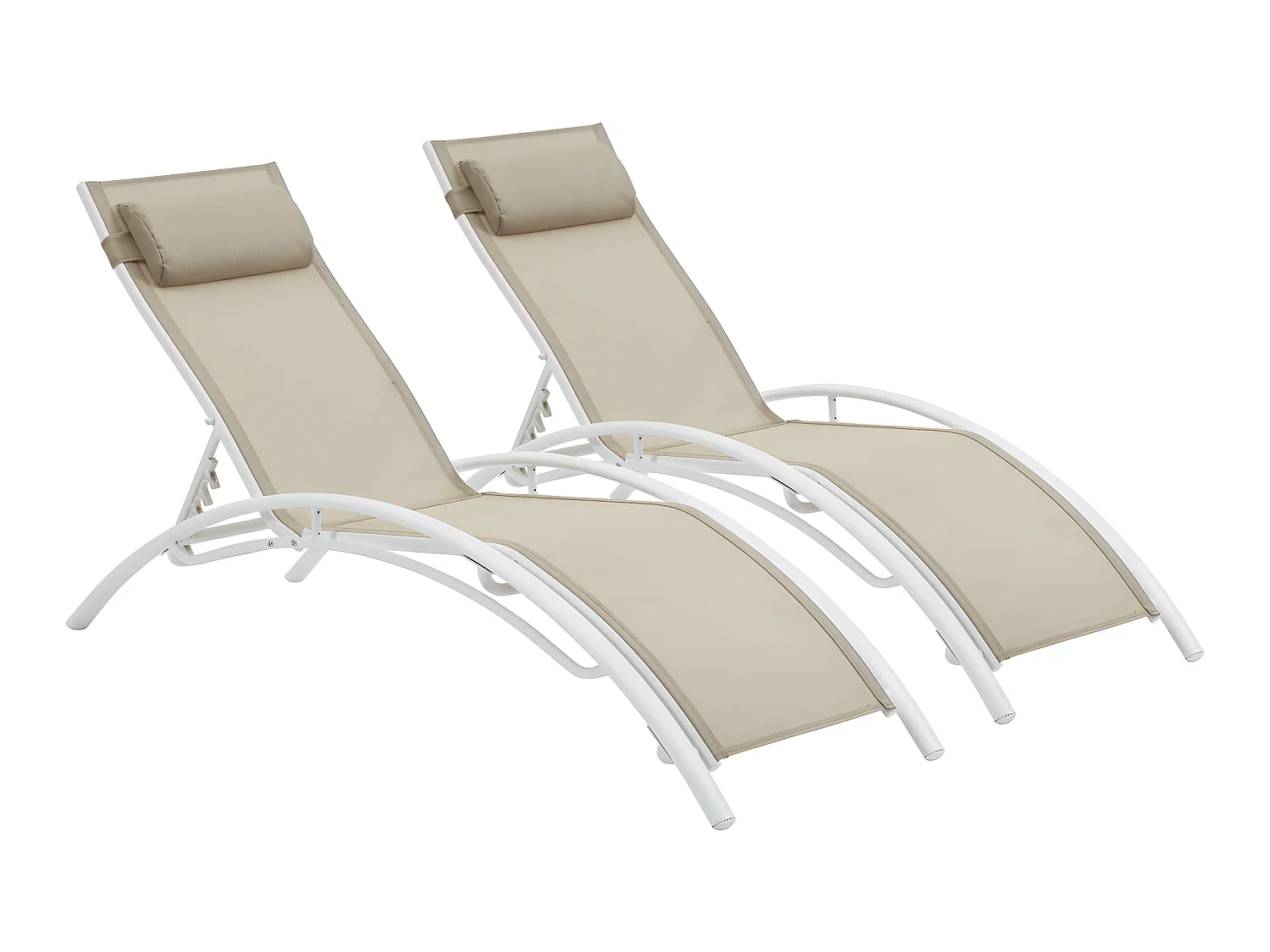 Bain de soleil en aluminium "Beauty" - Phoenix - Beige - Lot de 2