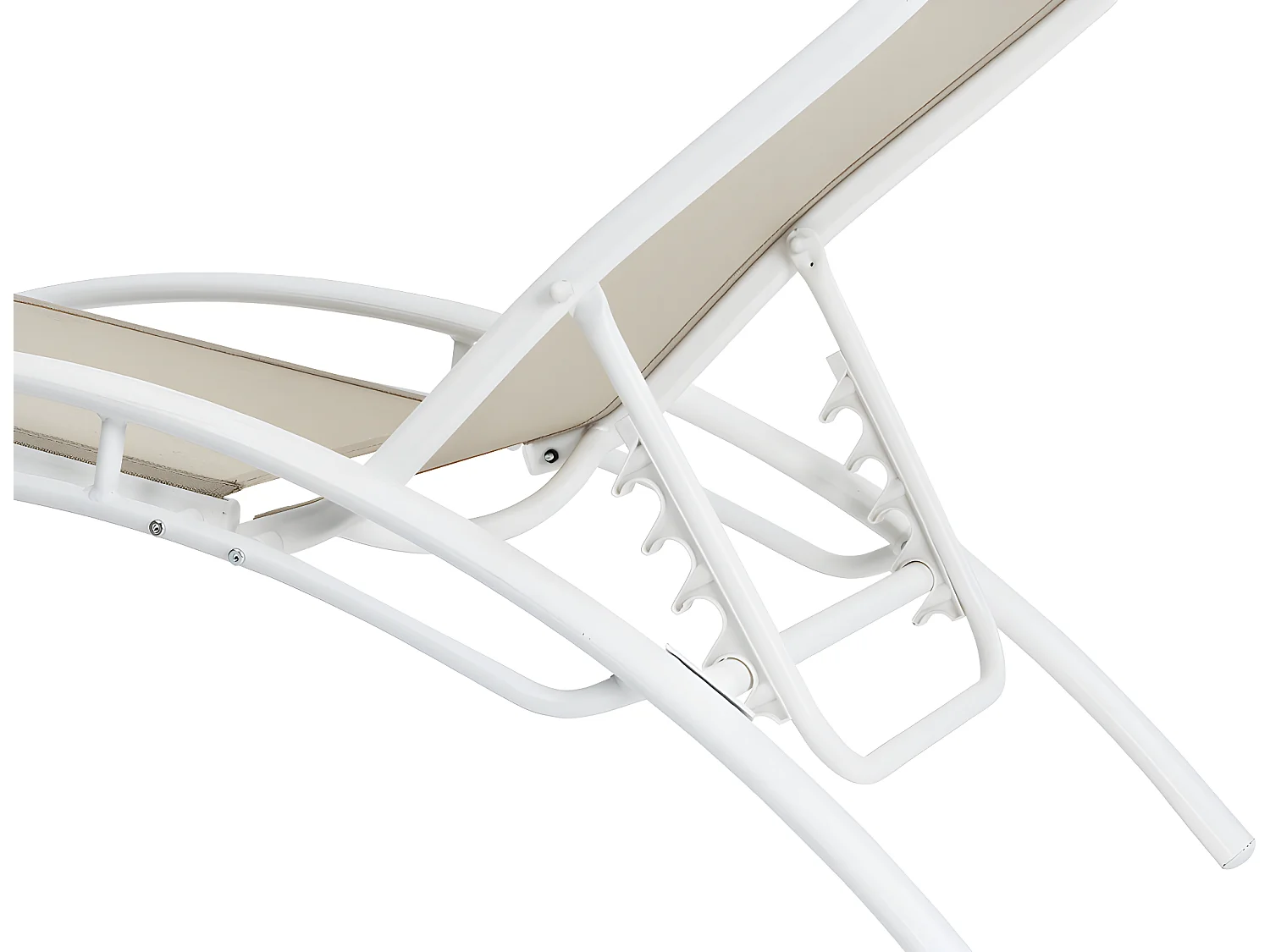 Set van 2 aluminium ligbedden "Beauty" Phoenix - Beige, verstelbare en comfortabele rugleuning met armleuningen en gewatteerd kussen