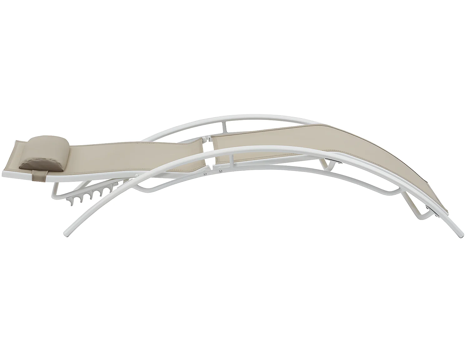 Set van 2 aluminium ligbedden "Beauty" Phoenix - Beige, verstelbare en comfortabele rugleuning met armleuningen en gewatteerd kussen