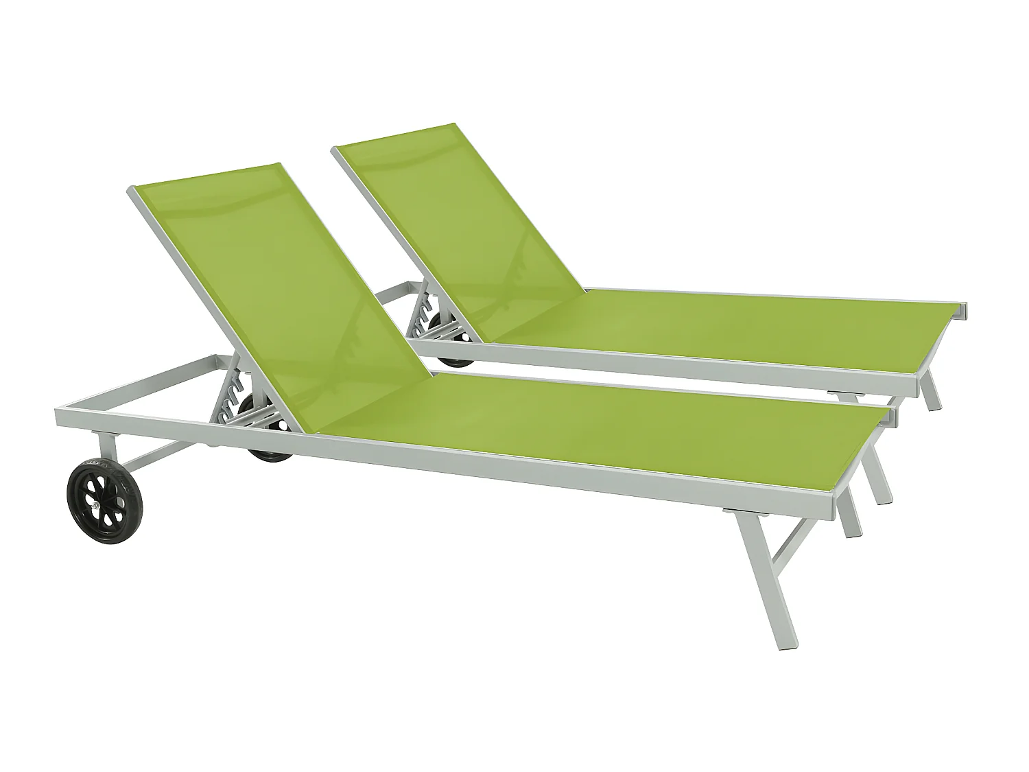 Bain de soleil en aluminium et textilène "Bella" - Phoenix - Vert - Lot de 2