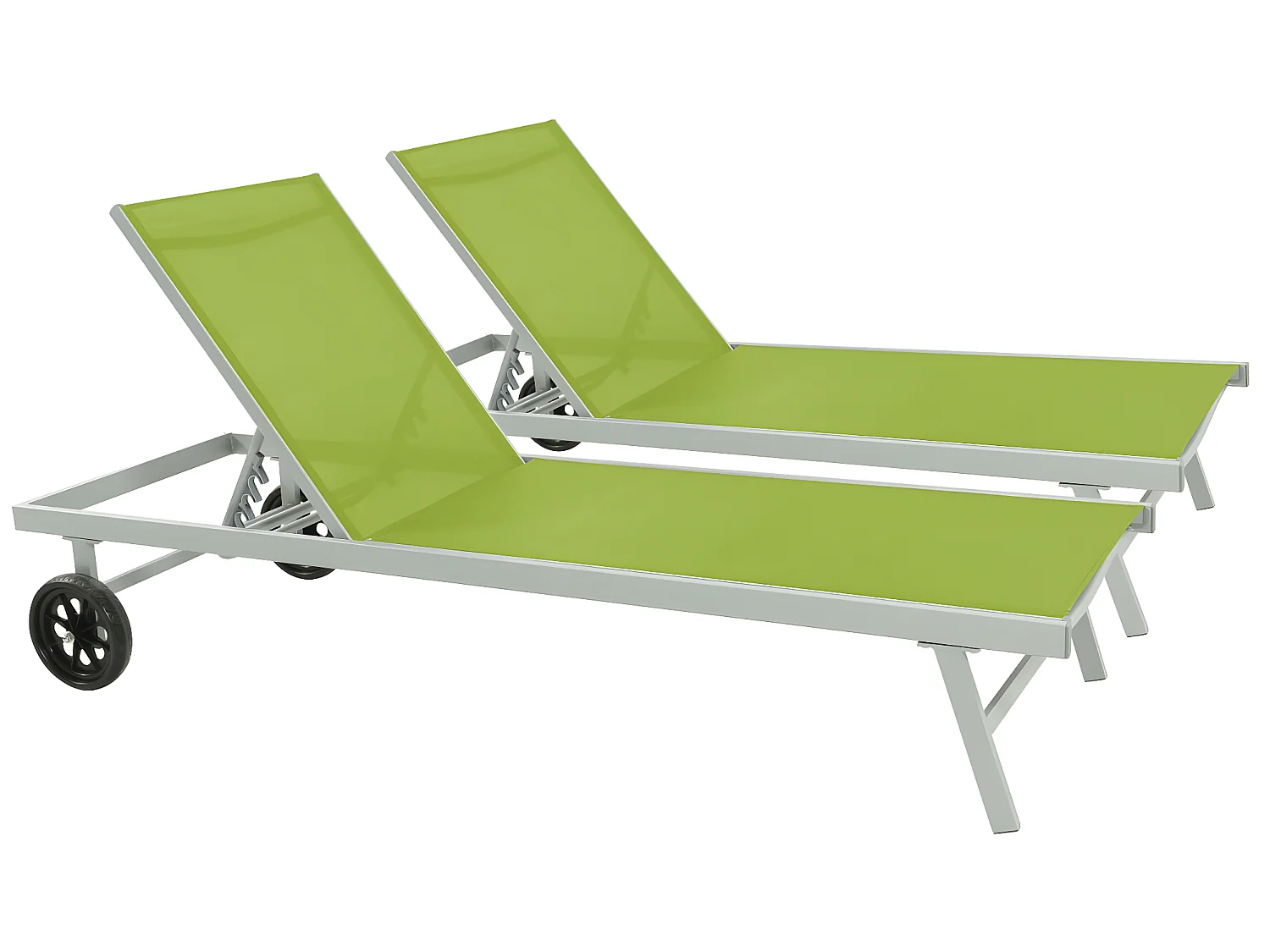 Bain de soleil en aluminium et textilène "Bella" - Phoenix - Vert - Lot de 2