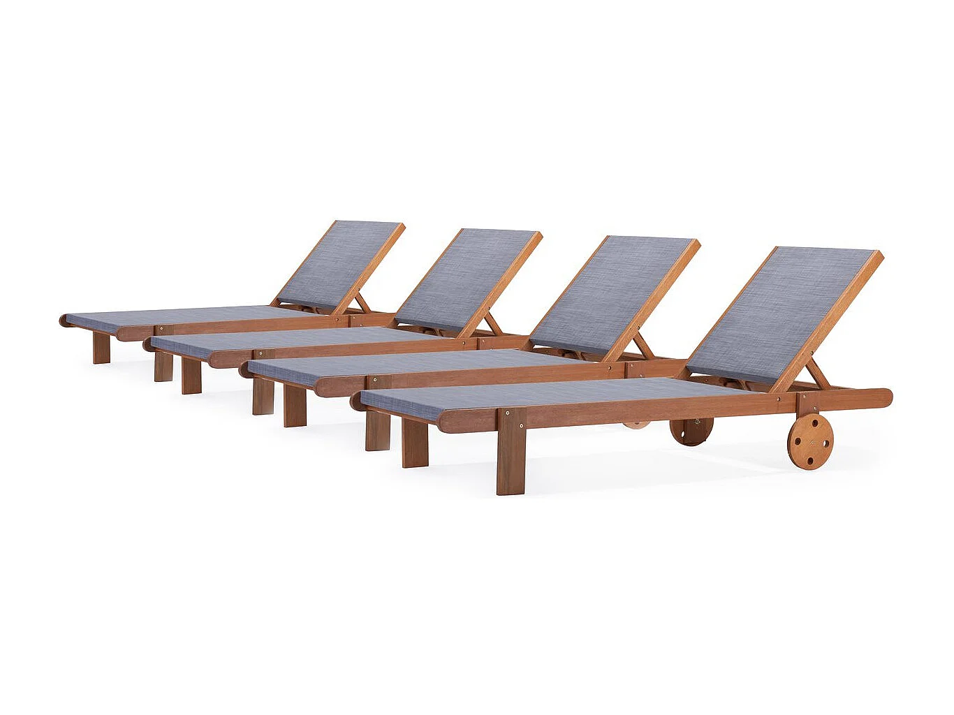 Bain de soleil en bois exotique "Saïgon" - Maple - Gris - Lot de 4