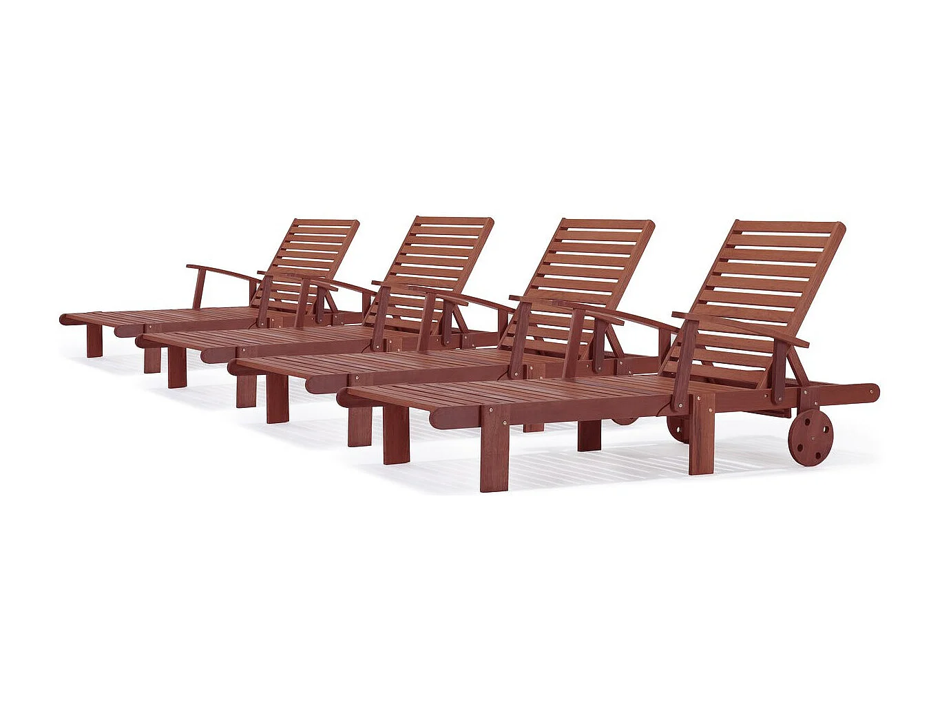 Bain de soleil pliant en bois exotique "Tokyo" - Mohogany - Marron acajou - Lot de 4