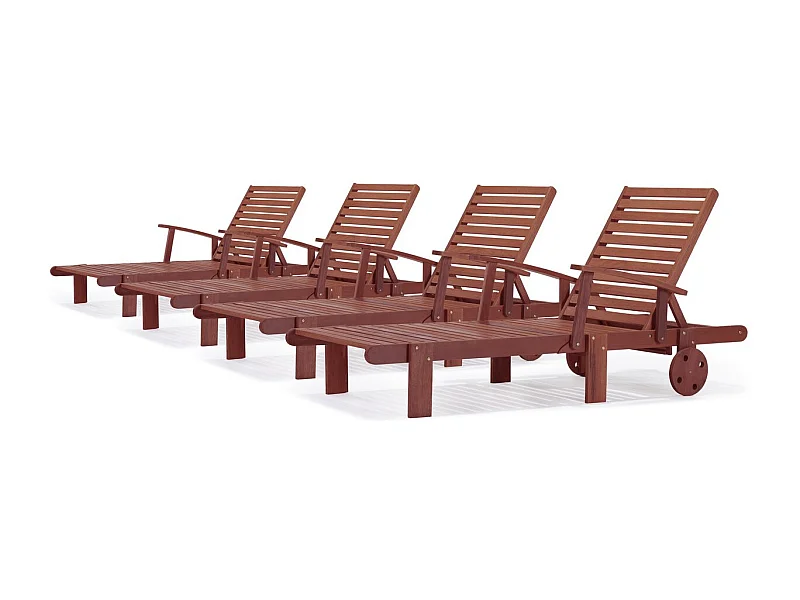 Espreguiçadeira dobrável de madeira "Tokyo" - Mohogany - Marrom acajú - Lote de 4 - 4 almofadas