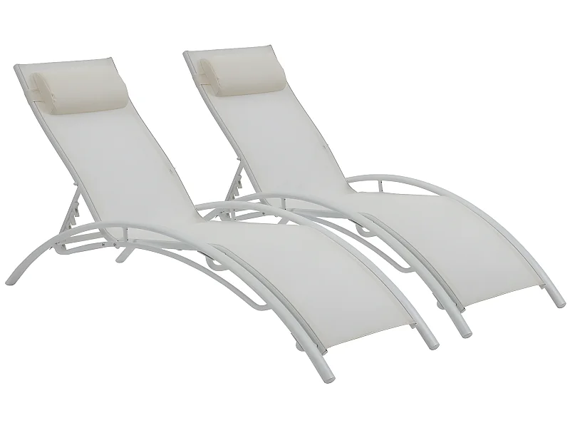 Conjunto de 2 espreguiçadeiras em alumínio "Beauty" para um jardim moderno e confortável