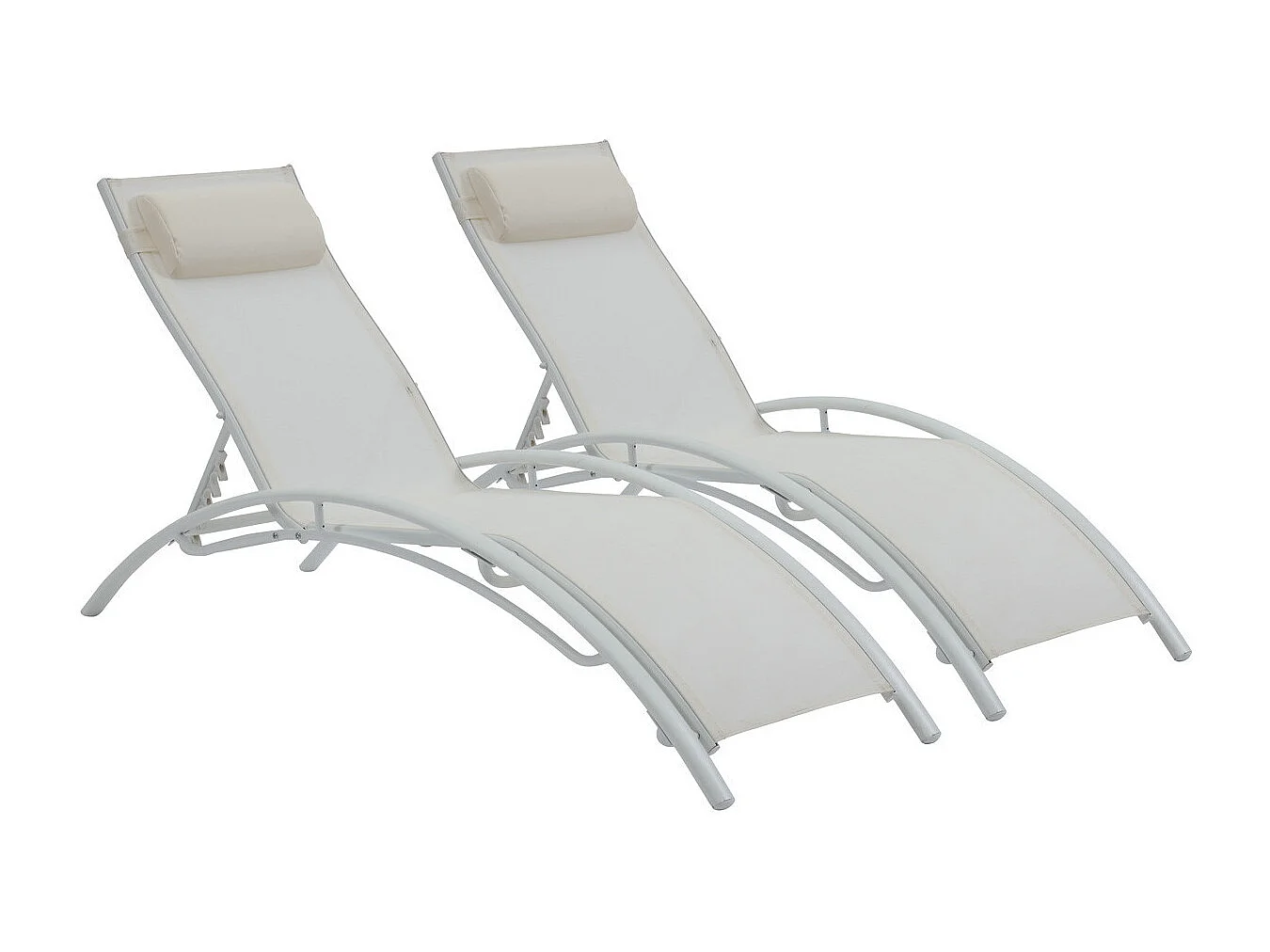 Bain de soleil en aluminium "Beauty" - Phoenix - Ecru - Lot de 2