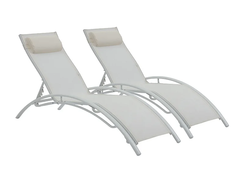 Sonnenliege aus Aluminium "Beauty" - Phoenix - Ecru - 2er-Set