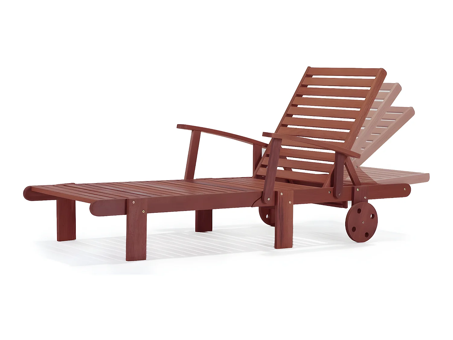 Conjunto de 2 espreguiçadeiras dobráveis em madeira exótica "Tokyo" com mesa lateral - Mogno