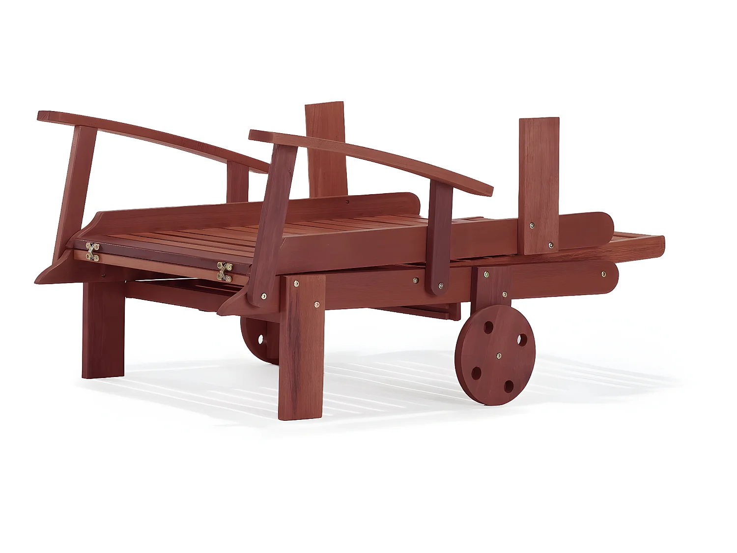 Conjunto de 2 espreguiçadeiras dobráveis em madeira exótica "Tokyo" com mesa lateral - Mogno