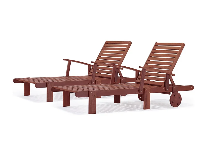 Juego de tumbonas pleglables - en madera exótica Tokyo -  Mahogany- Marrón caoba