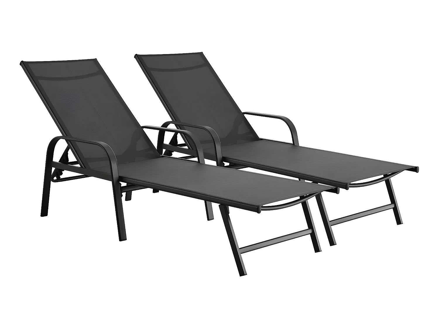 2er-Set Sonnenliegen aus Metall "Farniente- Grau