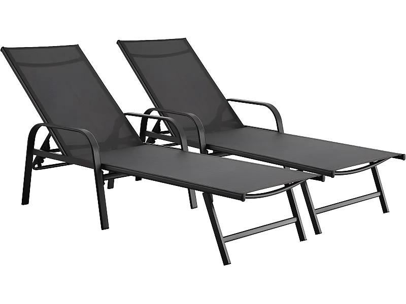 Lot de 2 Bains de soleil en métal "Farniente"- Gris