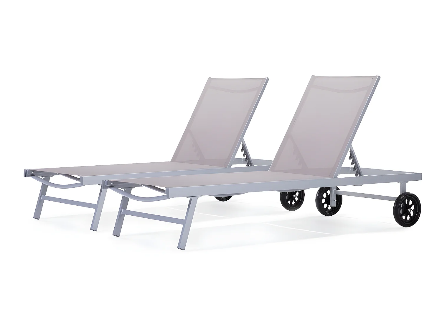 Bain de soleil en aluminium et textilène "Bella" - Phoenix - Taupe - Lot de 2