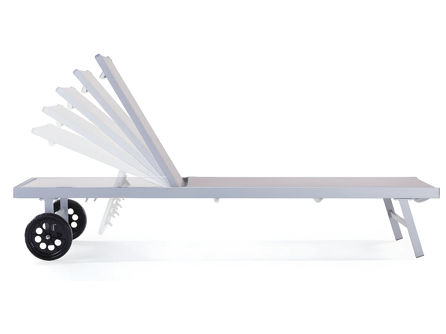 Set van 2 ligbedden van aluminium en textilene "Bella" - Phoenix - Taupe, rugleuning verstelbaar in 5 posities