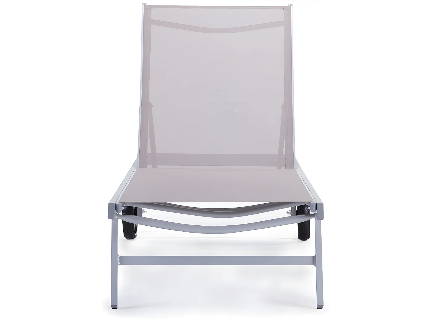 Set van 2 ligbedden van aluminium en textilene "Bella" - Phoenix - Taupe, rugleuning verstelbaar in 5 posities