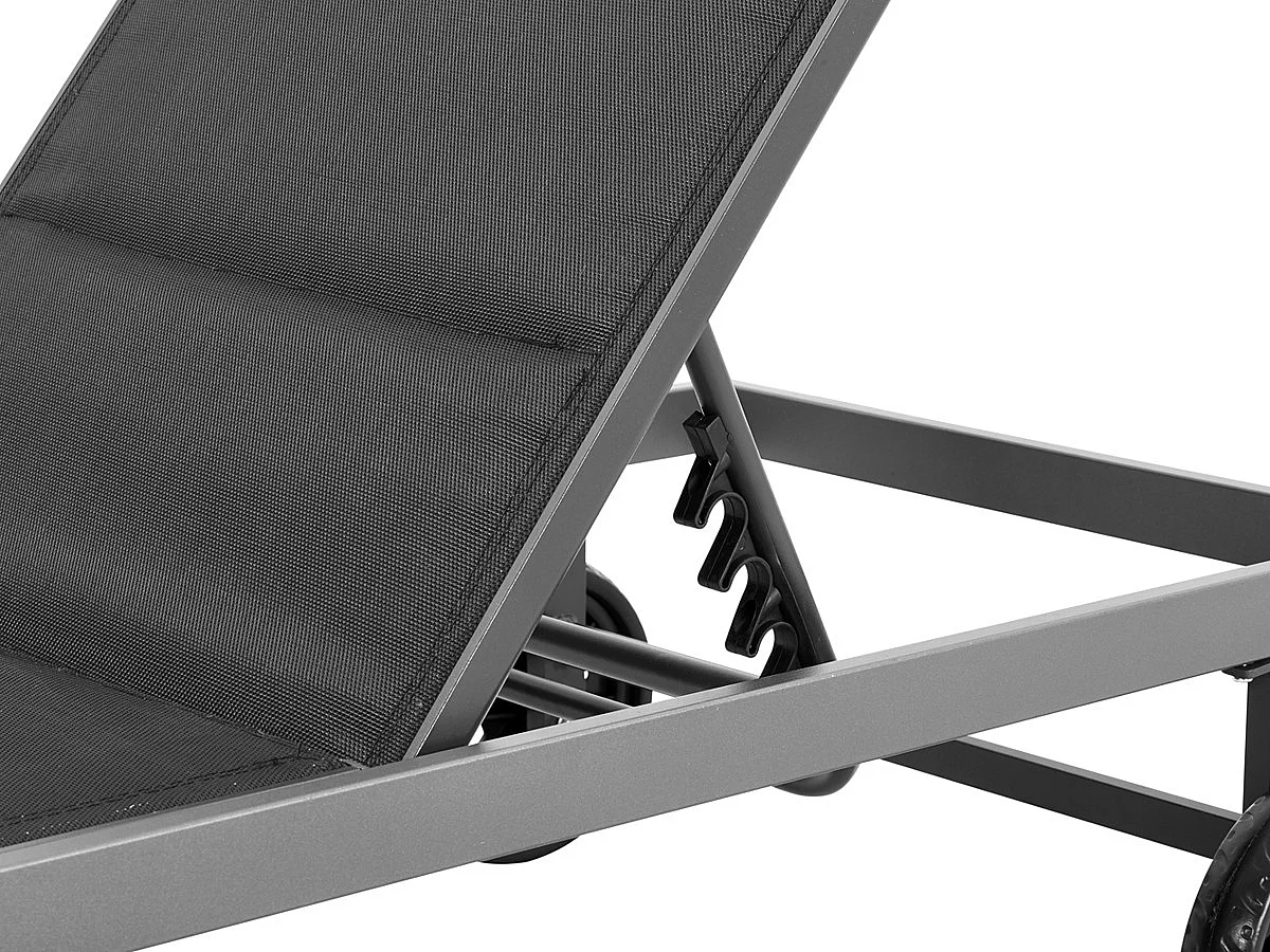 Tumbona de textileno - Metalisado y aluminio - "Bella" - Phoenix - Negro