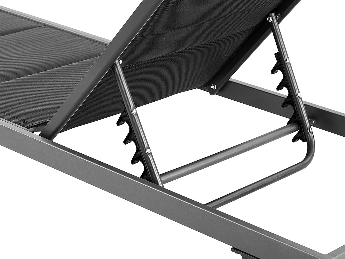 Tumbona de textileno - Metalisado y aluminio - "Bella" - Phoenix - Negro